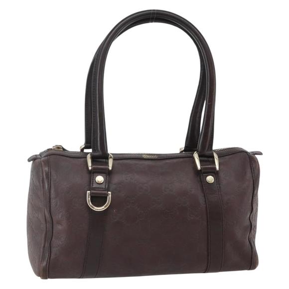 GUCCI GG Canvas Guccissima Hand Bag Leather Brown Gold 130942 Auth 142535